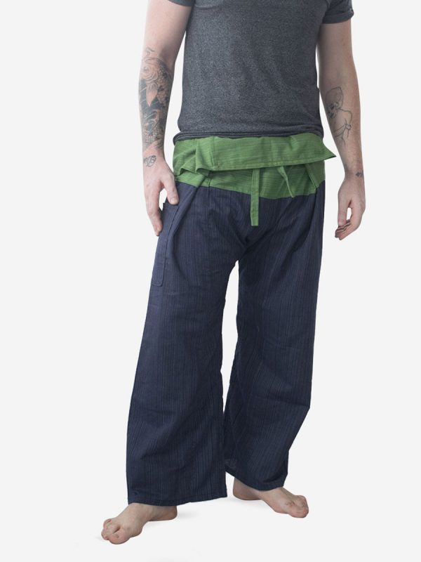 Men's Two Tone Green Thai Fisherman Pants