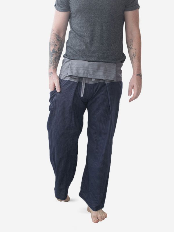 Men's Two Tone Navy Grey Thai Fisherman Pants